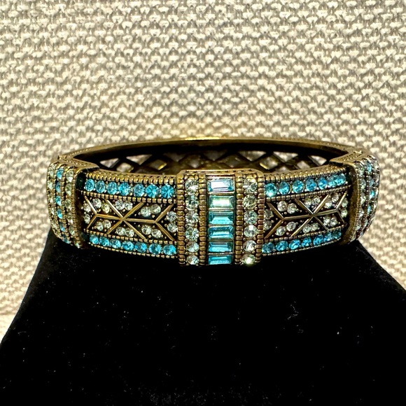 Heidi Daus Jewelry - Heidi Daus Caribbean Blue Swarovski Crystal Rhinestone Hinged Bangle Bracelet